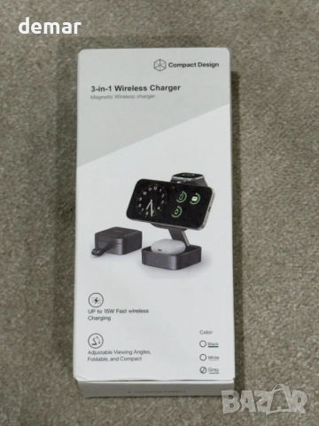 Keepro 3 в 1 безжична зарядна станция за iPhone, магнитна, преносима, MagSafe, снимка 9 - Безжични зарядни - 52846877