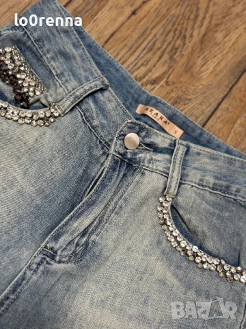 Дамски дънки с камъни, снимка 2 - Дънки - 51213278