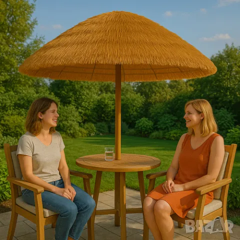 Градински чадър / Плажен чадър с UV защита 170 см – Хавайски стил, снимка 7 - Градински мебели, декорация  - 50225977