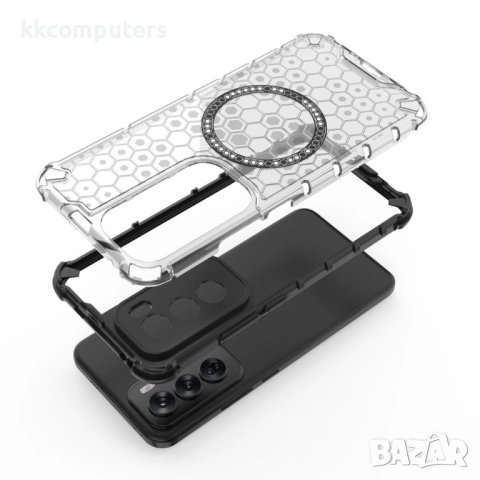 Oppo Reno12 Pro Силиконов Калъф Honeycomb TPU и Протектор, 19,90 лв, снимка 3 - Калъфи, кейсове - 52674157