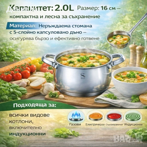 SwissGold Emmie Тенджера 2.0L с капак, SG-19032, снимка 5 - Съдове за готвене - 53057828