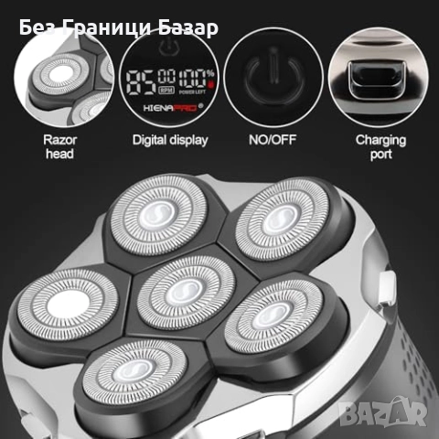 Нова Електрическа самобръсначка HIENA PRO 6D IPX7 с LED дисплей за мъж, снимка 7 - Електрически самобръсначки - 52772551