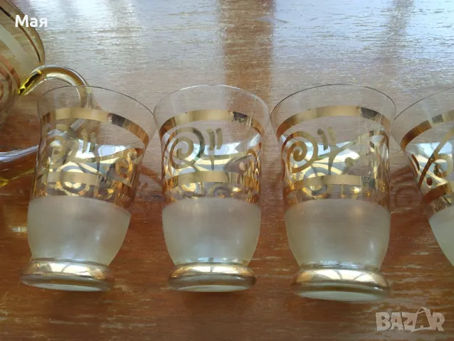 Чаши за вино с кана златен кант от средата на миналия век винтидж, снимка 18 - Сервизи - 50280354