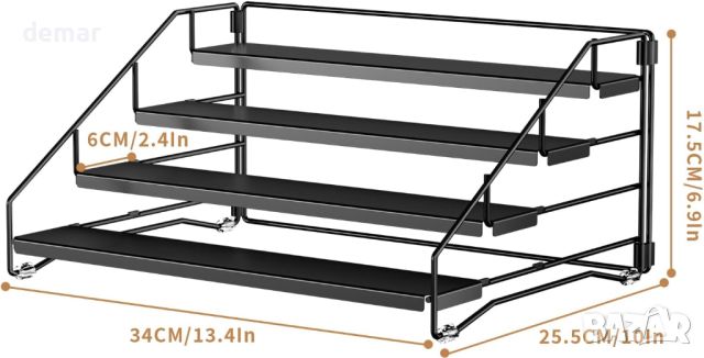 ZDDLOINP 4-степенна поставка за подправки с регулируема дълбочина за вътрешен шкаф, кухненски плот, снимка 2 - Органайзери - 46307738