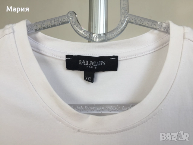 Л / ХЛ Оригинална Balmain Дамска Туника Тениска Бяла Черна Еластичен мек памук, снимка 4 - Туники - 51500508