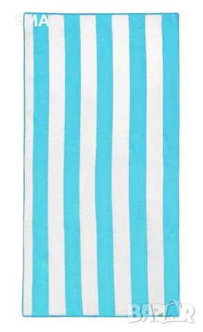 Микрофибърна плажна кърпа (хавлия) с тюркоазени райета 75x150 см, снимка 1 - Други - 46370470