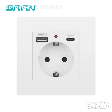 Бял Контакт за Вграждане с Двоен USB A плюс C, снимка 6 - Други стоки за дома - 52403720