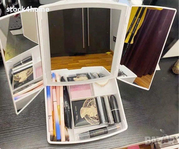 Сгъваемо козметично огледало 3в1 LED С органайзер за грим, снимка 7 - Други - 52611431