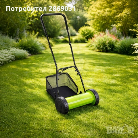 Ръчна косачка за трева с кош 40 см (16") – 5 остриета, регулируема височина, снимка 3 - Други - 53938649