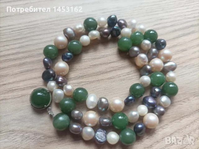 Дамско колие със сребро и естествени камъни 