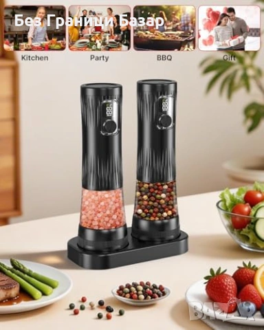 Нови Електрически солничка и пиперничка комплект 2 броя LED светлина за кухня подправки, снимка 8 - Други - 54142734