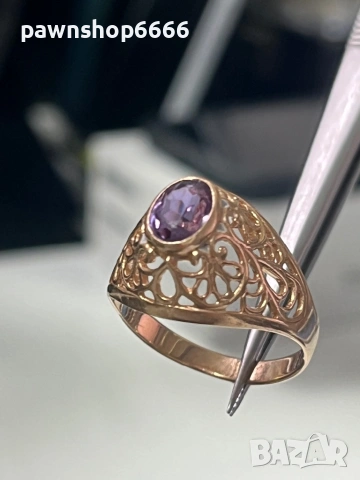 Златен пръстен 14 карата с руски маркировки , снимка 4 - Пръстени - 53273846