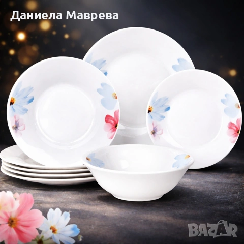 Комплект чинии 24 части с нежни цветя – Свежест и стил за всяка трапеза