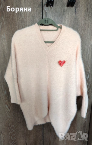 НАМАЛЕН - Нов пухкав пуловер бутик Vision с брошка, снимка 8 - Блузи с дълъг ръкав и пуловери - 38572663
