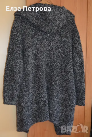 Дълга есенна жилетка, машинно плетена в черно и бяло, снимка 2 - Жилетки - 43018769