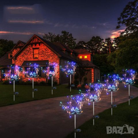 2 броя соларна цветна LED лампа форма на заря 150 диода за градина, снимка 5 - Градински мебели, декорация  - 45495945