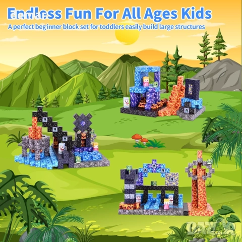 Магнитни строителни блокчета Minecraft за деца, 3+ години, снимка 2 - Образователни игри - 52679490