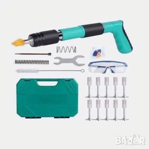 НОВ Пистолет за забиване на пирони със заряд в дърво, метал и бетон Пълен комплект + опция за пирони