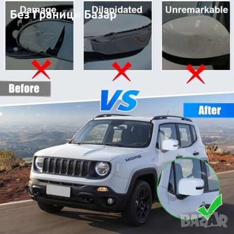 Нови Бели капаци за странични огледала кола Jeep Renegade 2014-2023, снимка 6 - Аксесоари и консумативи - 46754561