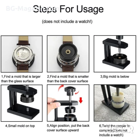 Професионална преса за затваряне на часовници инструмент за часовникари любители за смяна на батерия, снимка 3 - Други инструменти - 50973738