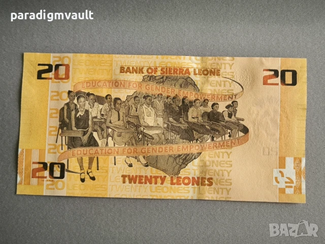 Банкнота - Сиера Леоне - 20 леонес UNC | 2022г., снимка 2 - Нумизматика и бонистика - 50728996