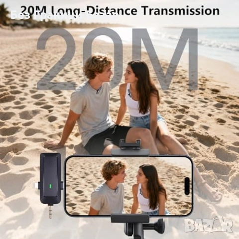 Нов Безжичен лавалиерен микрофон 4 в 1 за iPhone/Android/Камера/PC, снимка 7 - Микрофони - 53692267