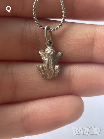 Сребърно синфжирче с вискулка жабка,проба 925 (13)