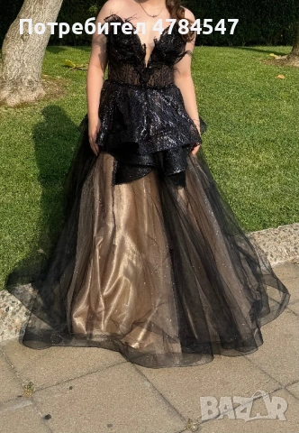 Елегантна черна бална рокля от бутик Алегра. Закупена на стойност 2400 лева и се продава за 1300 лев, снимка 2 - Рокли - 54054829