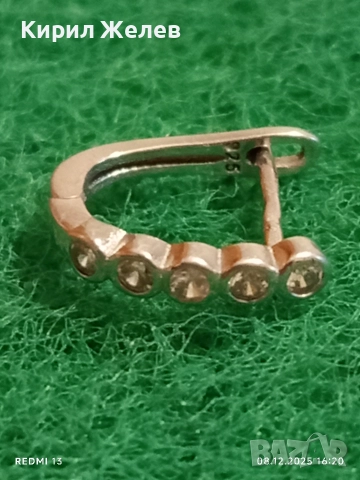 Красива сребърна обеца с инкрустиран цирконий 52480, снимка 3 - Обеци - 52692629