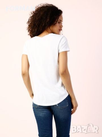 Тъничка и лека бяла тениска с остро деколте и щампа слонче , снимка 3 - Тениски - 45791206