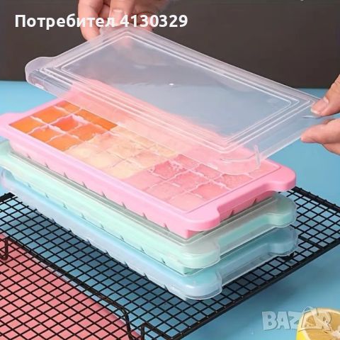 Силиконова форма за кубчета лед с прозрачен капак , снимка 3 - Форми - 46206231