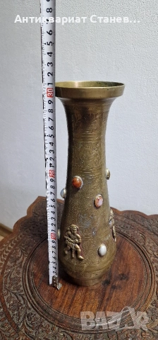 Месингова ваза ръчно декорирана, снимка 6 - Вази - 54032786