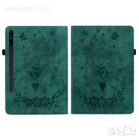 Samsung Galaxy Tab S9+ SM-X816 Butterfly Rose Кожен Калъф и Протектор, снимка 6 - Калъфи, кейсове - 48105688