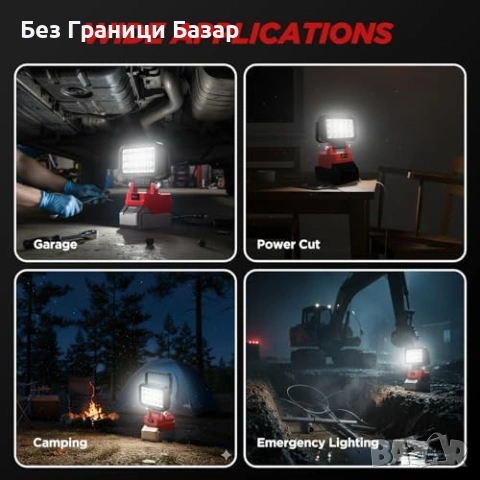 Нова LED гаражна работна лампа за Milwaukee M18 18V с 2 USB без батерия, снимка 6 - Други - 53822538