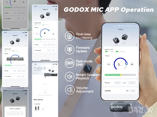 Godox Cube-SC Kit2 2.4GHz безжична микрофонна система, черен , снимка 10 - Чанти, стативи, аксесоари - 52226019