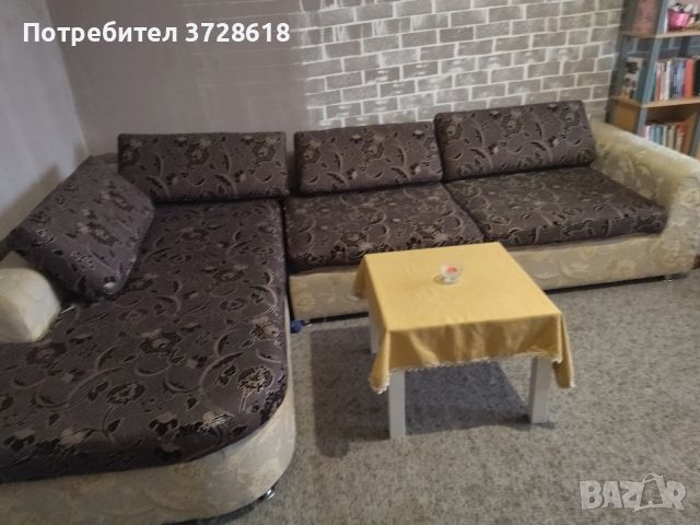 голям красив диван с ляв ъгъл цвят бежово и кафяво, снимка 4 - Дивани и мека мебел - 45318724