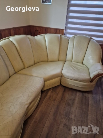 Ъглов кожен диван, снимка 2 - Дивани и мека мебел - 53659069
