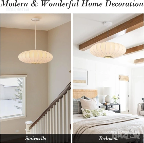 Висящ фенер, абажур от имитация на коприна, полилей в бохо уаби-саби, снимка 3 - Лампи за таван - 53420802