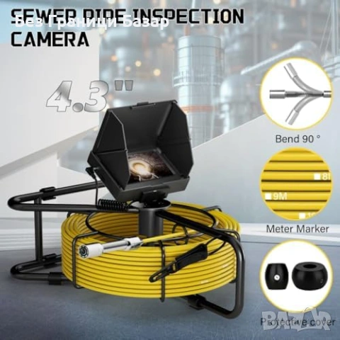 Нов бороскоп Канална камера 20м с HD монитор запис 17мм IP68 LED светлини, снимка 2 - Други стоки за дома - 53793772