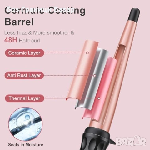 Нова Машa за къдрици без щипка 13-25мм, бързо загряване 30 сек, 14 степени, снимка 4 - Маши за коса - 53665398