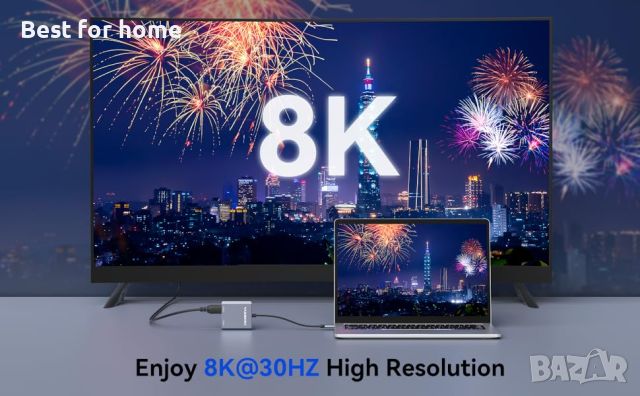 Viagkiki USB C към двоен HDMI адаптер 8K 4K,, снимка 12 - Друга електроника - 45804623