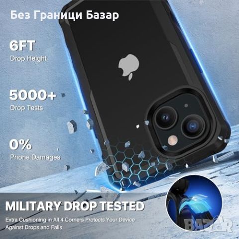 Нов iPhone 15 Plus Кейс с Вградена Защита и Прозрачен Заден Капак Айфон калъф, снимка 2 - Калъфи, кейсове - 45327201