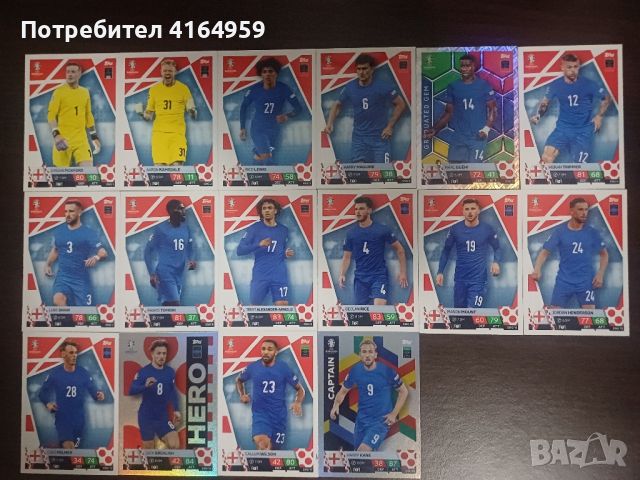 Match attax euro 2024 колекционерски карти Английски отбор, снимка 1 - Колекции - 46611285