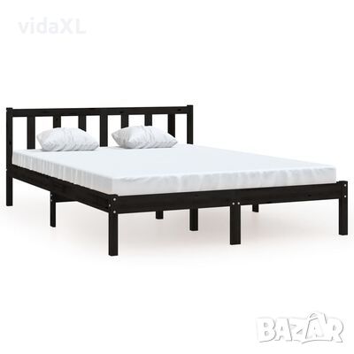 vidaXL Рамка за легло, черна, бор масив, 140x190 cм（SKU:810066