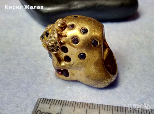 СТАР НЕО ГОТИК СТИЛ ПОЗЛАТЕН МЕДЕН ПРЪСТЕН ИНКРУСТИРАН с КАМЪНИ АМЕТИСТ и ЕМАЙЛ 40404, снимка 8 - Антикварни и старинни предмети - 51255525
