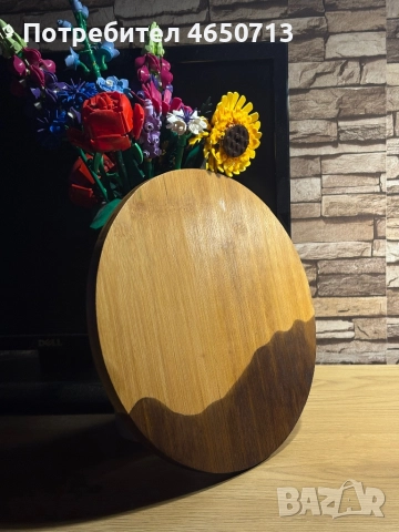 Ръчно декорирана дървена кръгла дъска , снимка 3 - Прибори за хранене, готвене и сервиране - 52410642