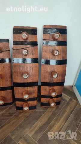 Полилеи от автентични реставрирани дъбови бъчви с ръчно изработени дървени чашки , снимка 15 - Полилеи - 50874496