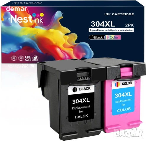 Мастилени касети 304XL (1 черна, 1 цветна), съвместими с мастилени касети HP 304, 304 XL
