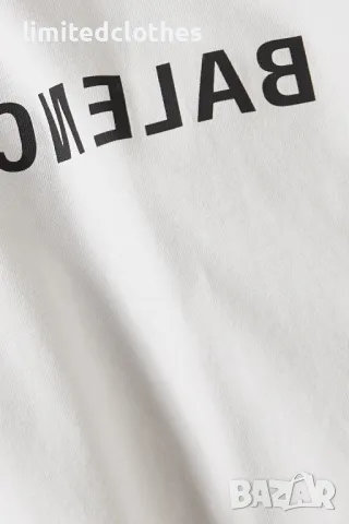 BALENCIAGA Ecru Destroyed Reversed Mirror Logo Print Oversized Мъжка / Дамска Тениска size S (M), снимка 9 - Тениски - 46827515