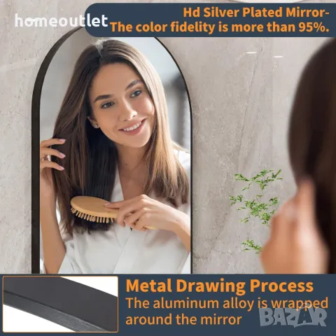 ПРОМОЦИЯ Висококачествено стенно огледало LUVODI JJ-XM839-L-BK, снимка 5 - Огледала - 49674672